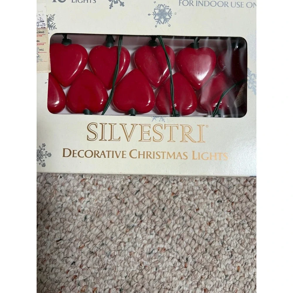 VTG  SILVESTRI Valentines Sweetheart 10 Plastic Red Heart String Of Lights